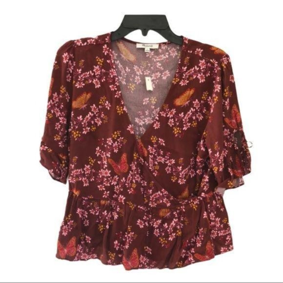 NWT MADEWELL | Tie Sleeve Wrap Front Top 6 - Picture 5 of 5